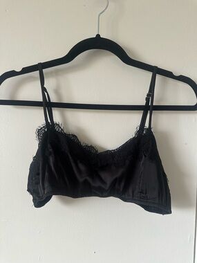 Beige Botany Black Lace Silky Bra Tank - S